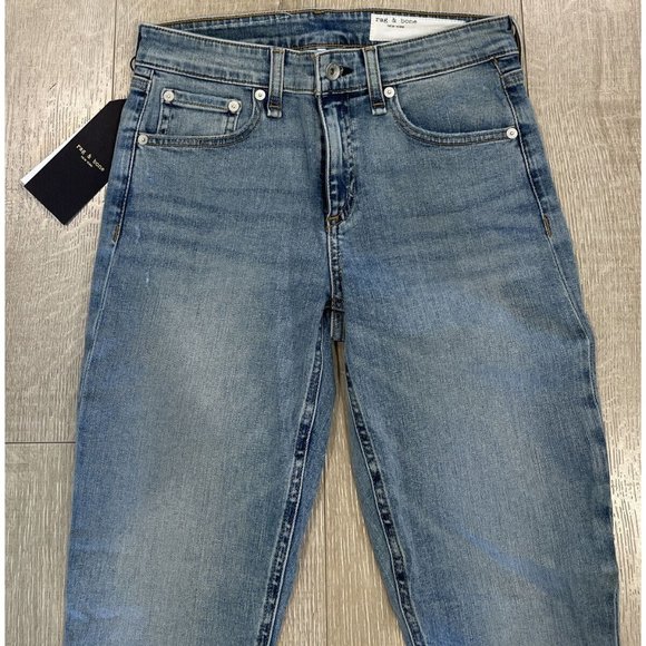 Rag & Bone JEAN Cate Mid-Rise Ankle Skinny Distressed Hem Medium Blue 26 NWT - Picture 4 of 13